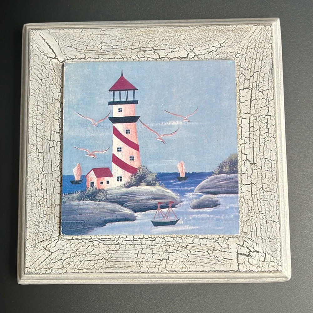 Small Lighthouse Artwork for Wall Decor 5.5” x 6”